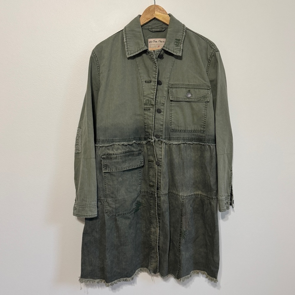 Free People We The Free Forever Free Tiered Jacket size xs army green - Picture 2 of 10